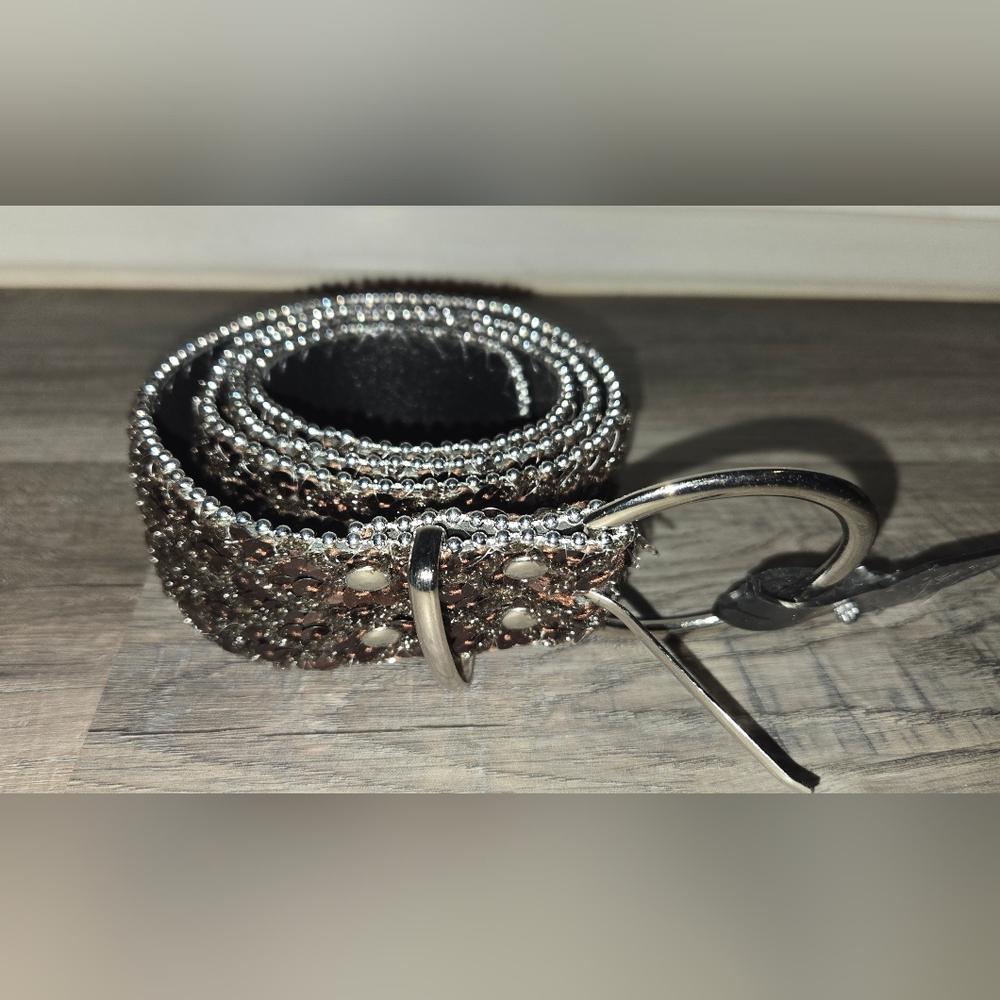 Brown Sequin Embellished Women's Belt, Medium 32-38 Inches, New